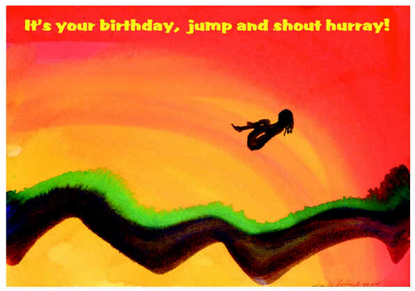 Jump Watercolor Card